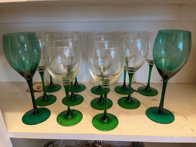 Group of Green Wine Glasses image
