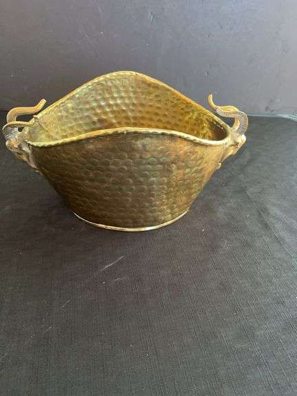 Brass Bucket with Goat Head Handles, Made in India image