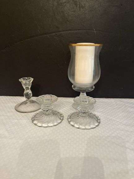 Assorted Clear Glass Candle Holders - Set of 3 image