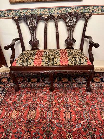 Carved Mahogany Settee image