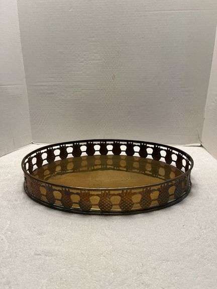 Decorative Brass Tray with Pineapple Design image