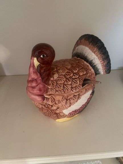 Ceramic Turkey Shaped Serving Dish with Lid image