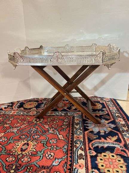 Silver Plated Tray with Folding Stand image