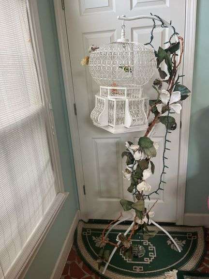 White Bird Cage with Stand image
