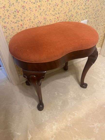 Upholstered Vanity Stool with Cabriole Legs image