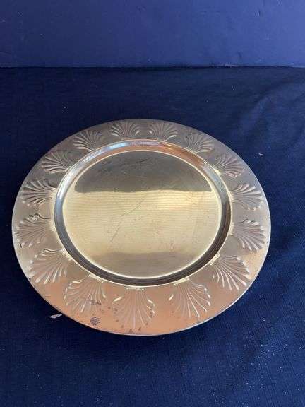 Set of 8 Lacquered Brass Charger Plates, Made in India image