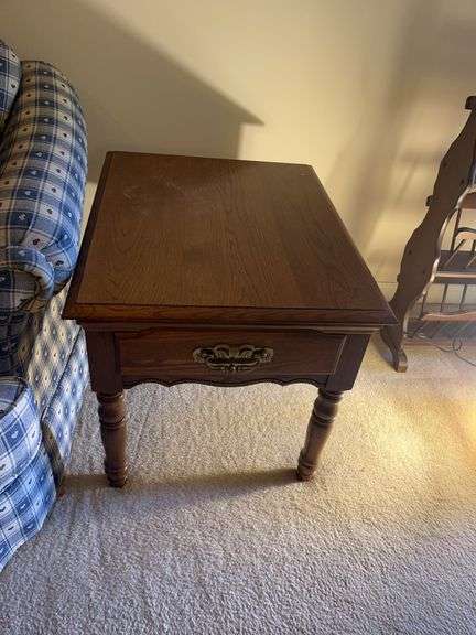 Hines Furniture Wood End Table with Drawer image