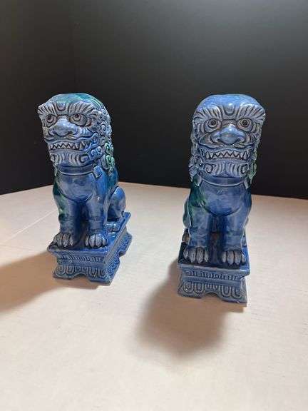 Pair of Glazed Ceramic Foo Dogs image