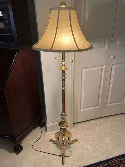 Brass Finish Floor Lamp with Fabric Shade image