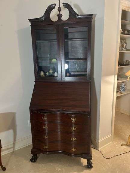 Secretary Desk with Glass Display and Claw Feet image