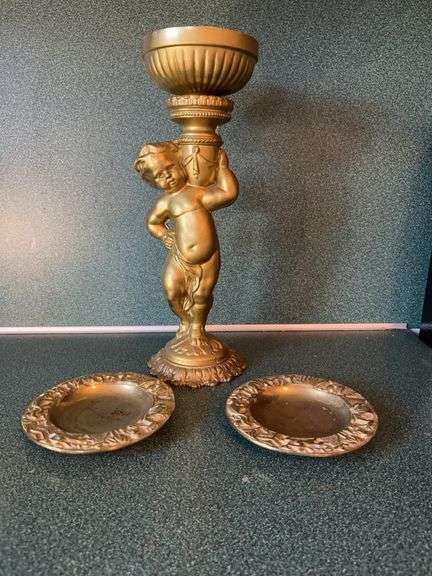 Cherub Statue with Two Small Decorative Plates image