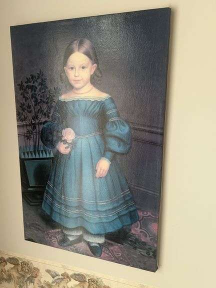 Portrait of a Girl in Blue Dress Wall Art image