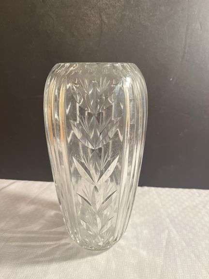 Crystal Vase with Etched Leaf Design image