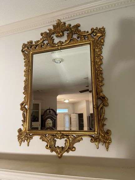 Large Ornate Gold Framed Wall Mirror image