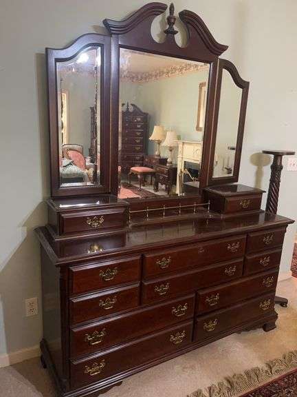 Sumter Cabinet Co. Mahogany Dresser with Tri-Fold Mirror image