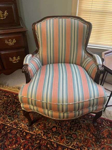 Upholstered Accent Chair with Striped Fabric image
