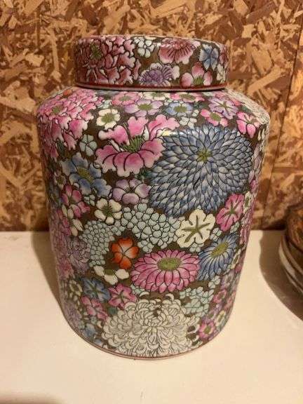 Floral Pattern Lidded Ceramic Jar image