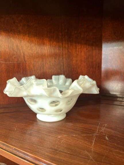 Vintage-Style White Opal Glass Bowl image