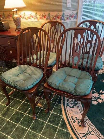 Set of Four Cochrane Furniture Dining Chairs with Custom Cushions image