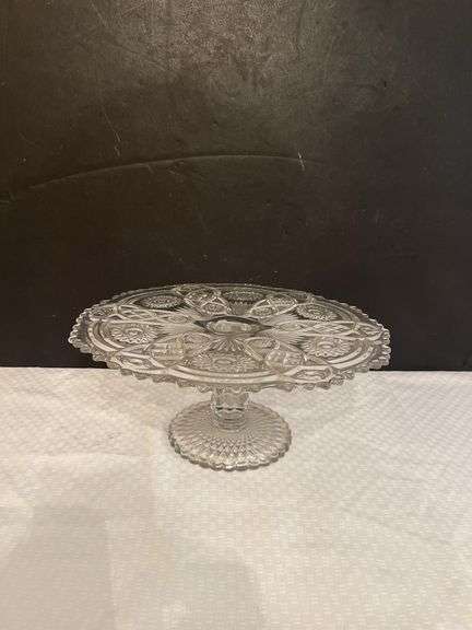 Clear Glass Cake Stand with Embossed Design image