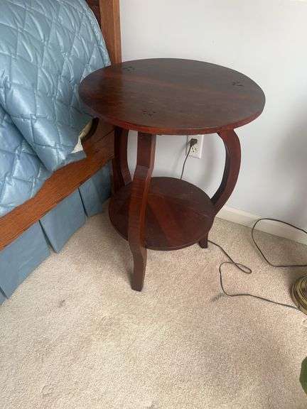 Round Wood Side Table with Lower Shelf image