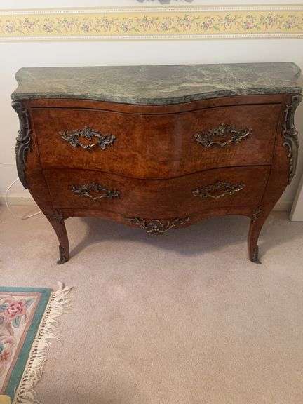 Ornate Wood Dresser with Marble Top image
