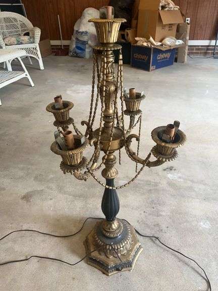 Ornate Gold-Tone Candelabra Style Floor Lamp image