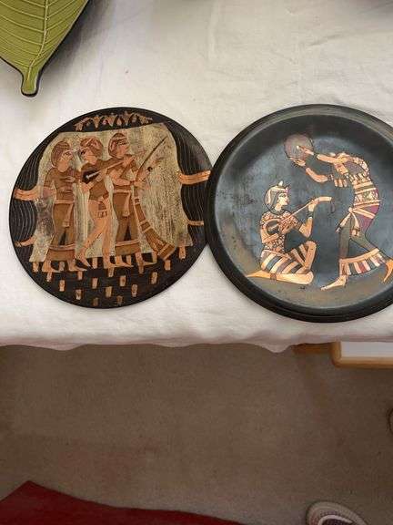 Pair of Egyptian Revival Metal Decorative Plates image