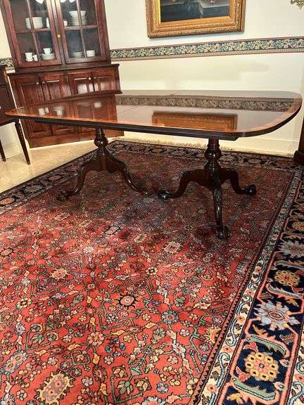 Mahogany Dining Table with Claw Feet and Extension Leaves image