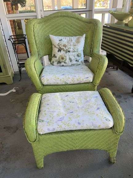 Wicker Armchair with Ottoman image