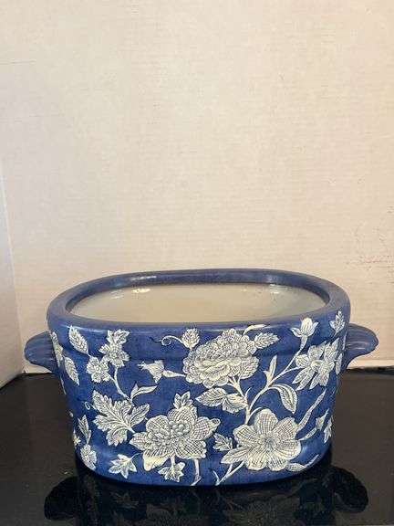 Floral Planter - Blue and White image