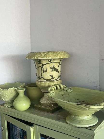 Collection of Green Pottery Planters and Vases - Assorted Designs image