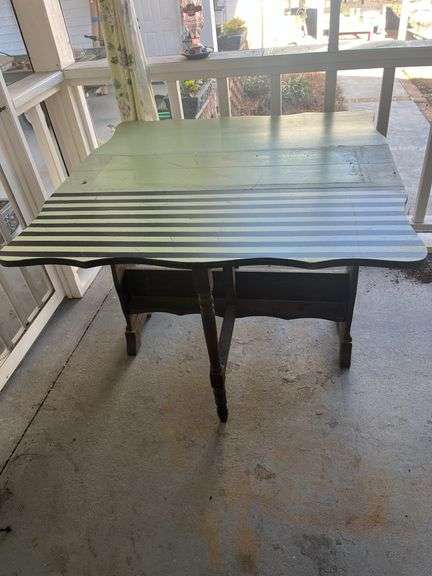 Drop Leaf Side Table with Striped Accent image