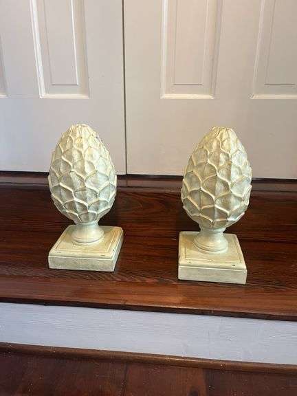 Pair of Faux Stone Pinecone Finial Decorations image