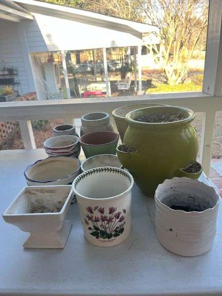 Collection of Various Ceramic Flower Pots and Planters image