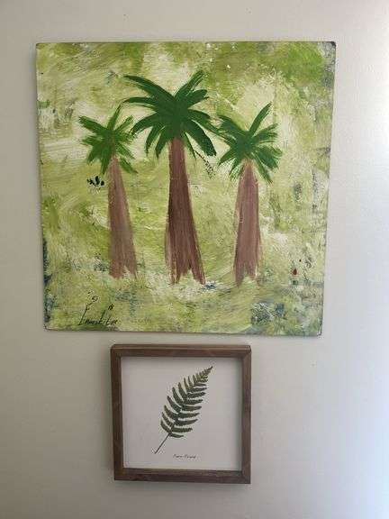 Pair of Nature-Inspired Wall Art: Ernest Lee Palm Trees & Framed Fern Print image