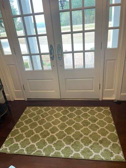 Trellis Collection Area Rug - Green/Bone - 3x5 image