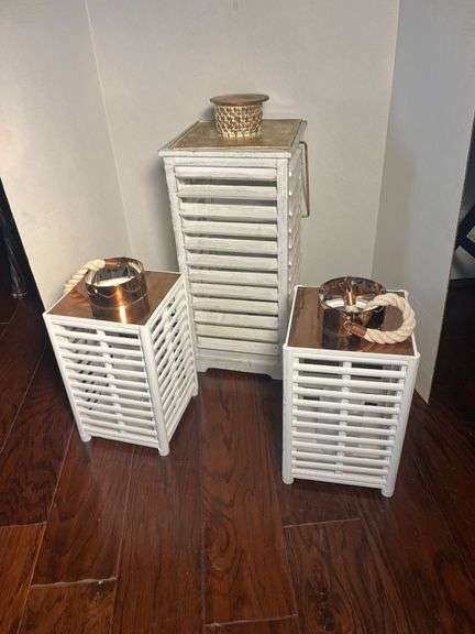 Set of 3 Decorative Lanterns, Two With Rope Handles image