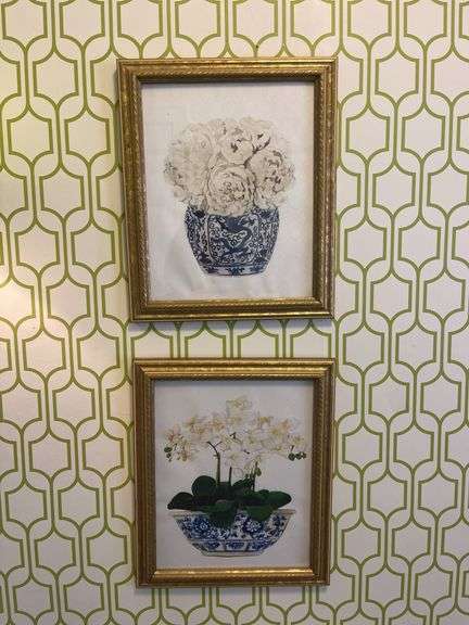 Pair of Framed Botanical Prints in Gold Frames image
