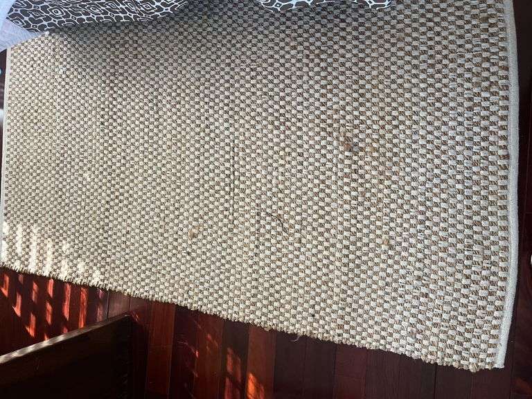 Woven Jute Rug with White Accents image