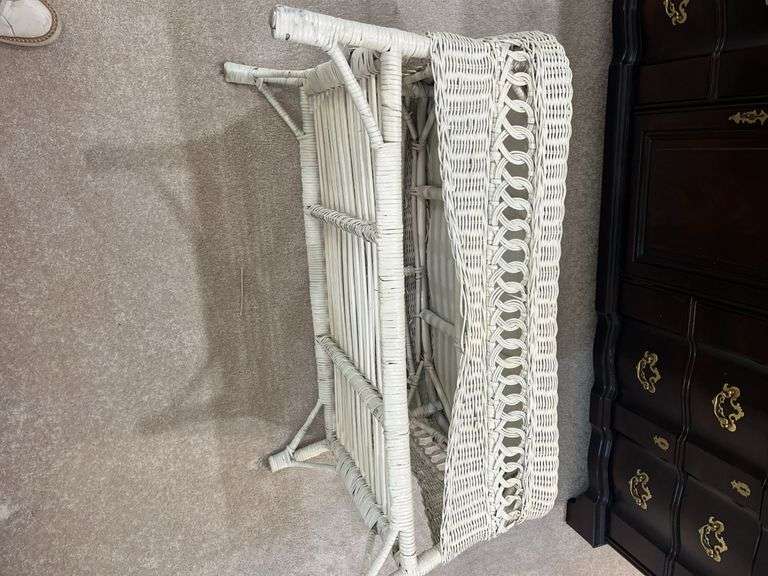 White Wicker Bench