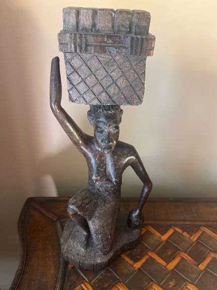 Carved Wooden Statue of Woman