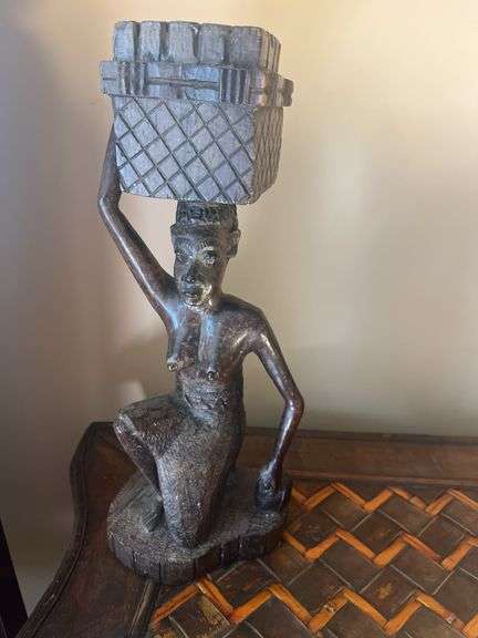 Carved Wooden Statue of Woman