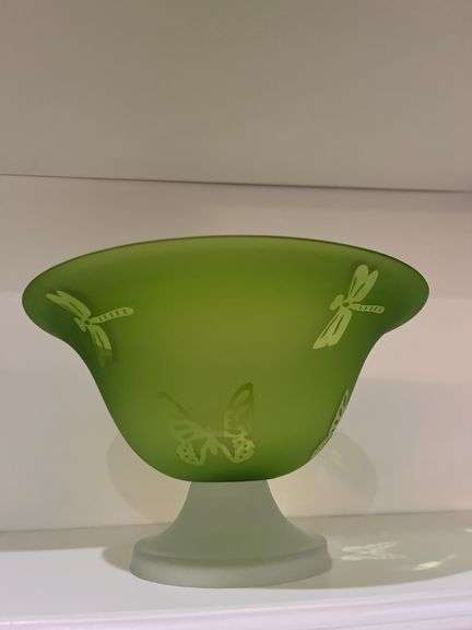 Green Glass Dragonfly Bowl
