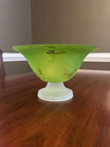 Green Glass Dragonfly Bowl