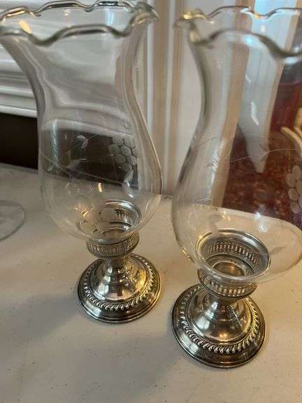 Sterling silver Glass Hurricane Lamps
