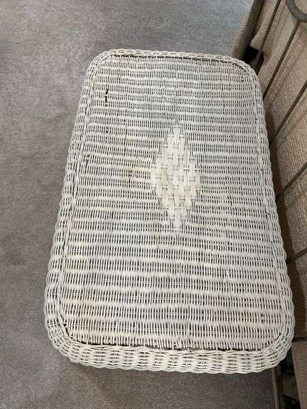 White Wicker Bench