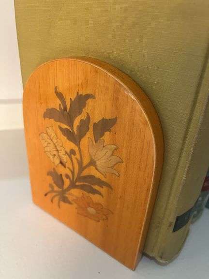Inlaid Wood Bookends
