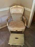 Arm chair w/ wooden stool