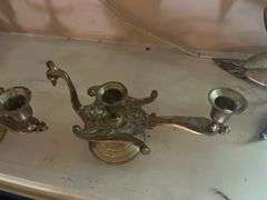 Swan Brass Candle Holders